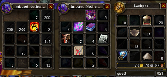 <p>An example of 'highlight showin all quest items
</p>
