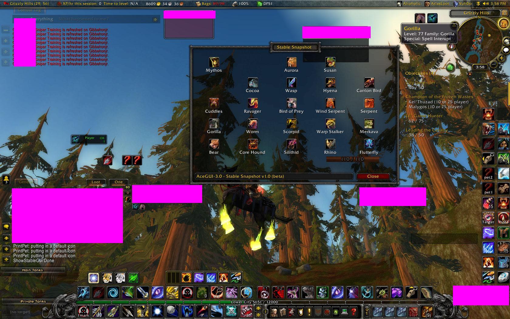 <p>A screenshot of /strack, taken when far away from the stablemaster.</p>
