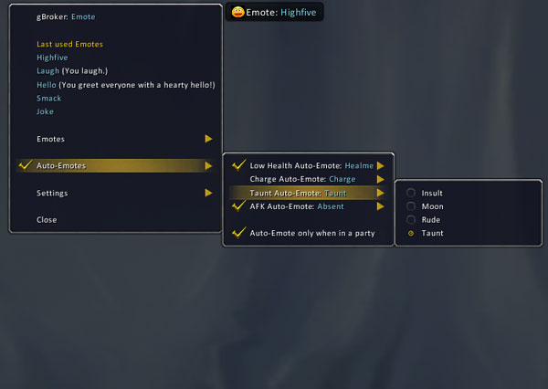 <p>Auto-emote menu for a warrior</p>