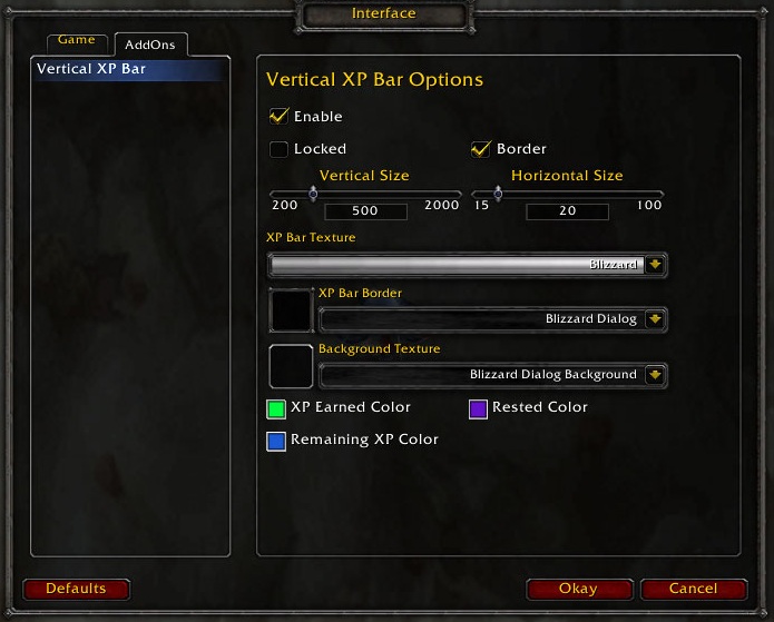 Current configuration options for Vertical XP.