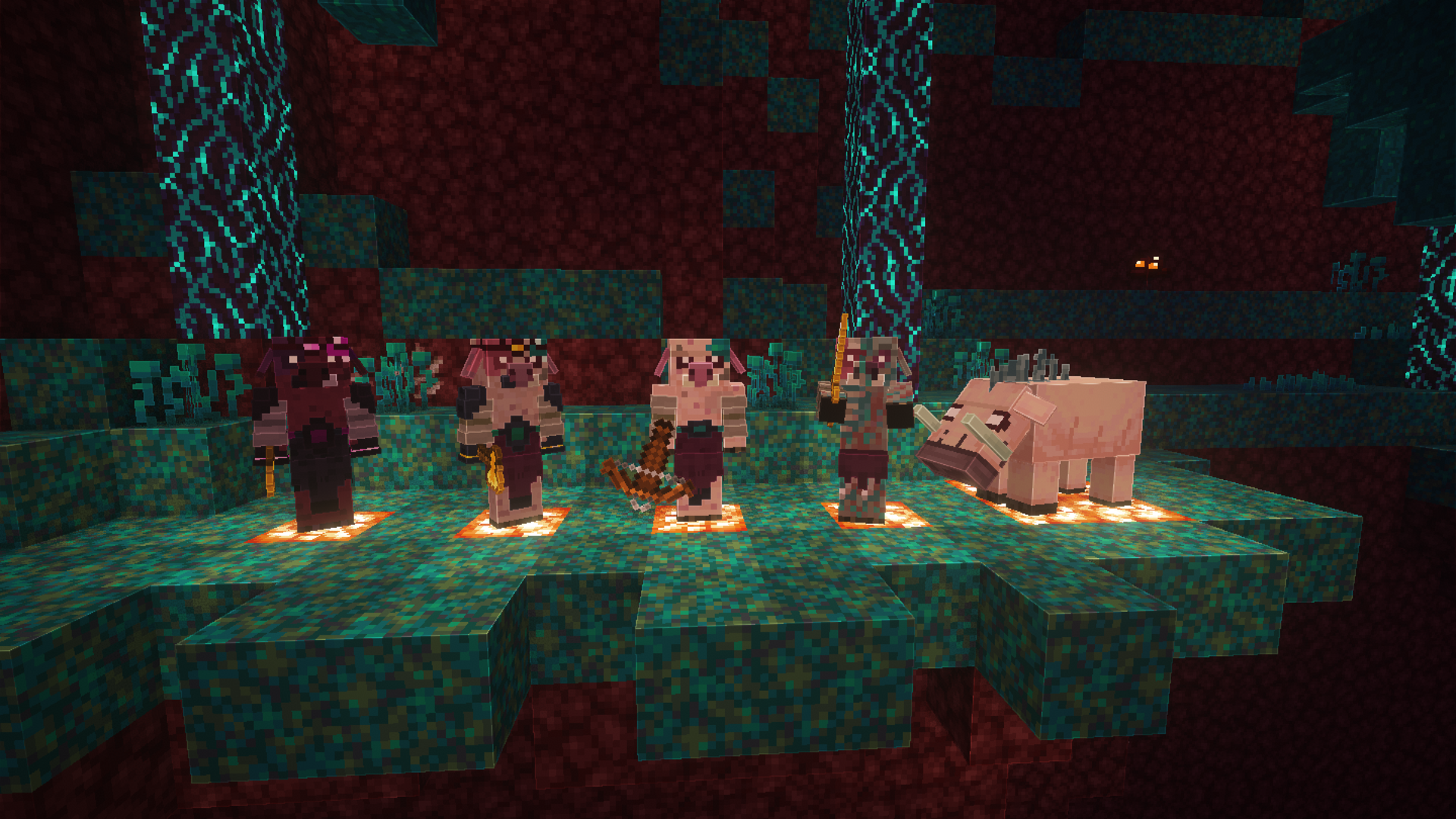 Thumbnail Piglins that spawn on Warped Forests are pale, similar to the ones from the Spore Horde from Minecraft Legends