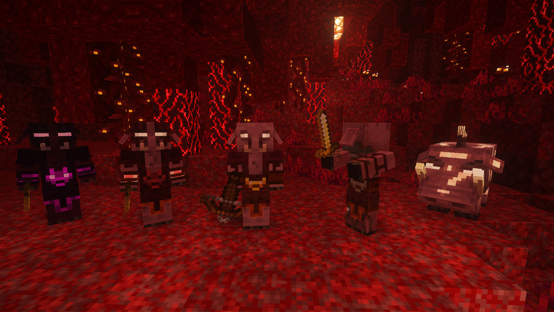 Thumbnail Crimson Piglins are pink, similar to the ones from the Hunt Horde. The Hoglin is based on the WarBoars from Legends