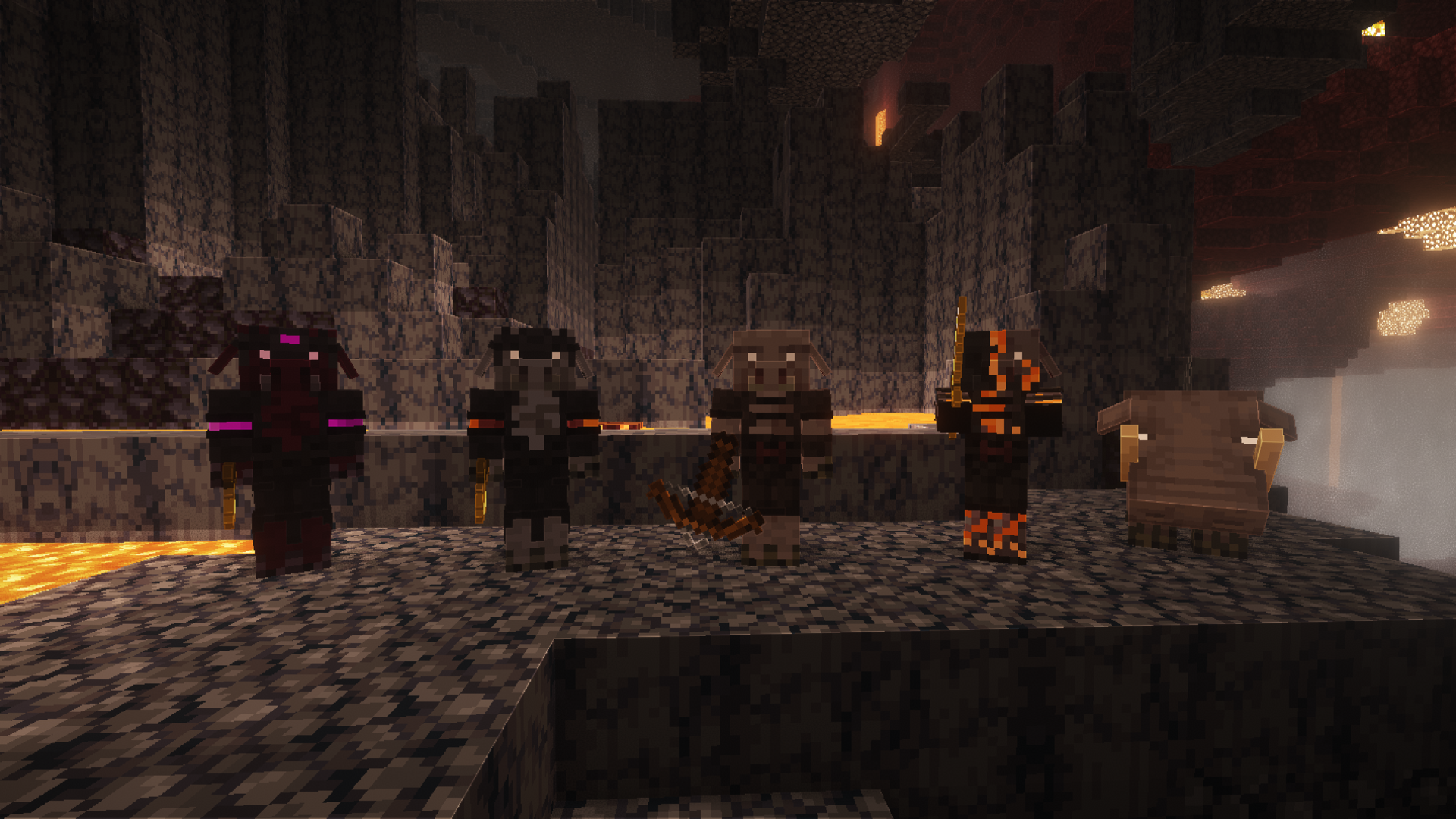 Thumbnail Piglins on the Basalt Deltas are extremily rare since they don't spawn here, but they have a grayish skin and magmatic looks with this resource pack!
