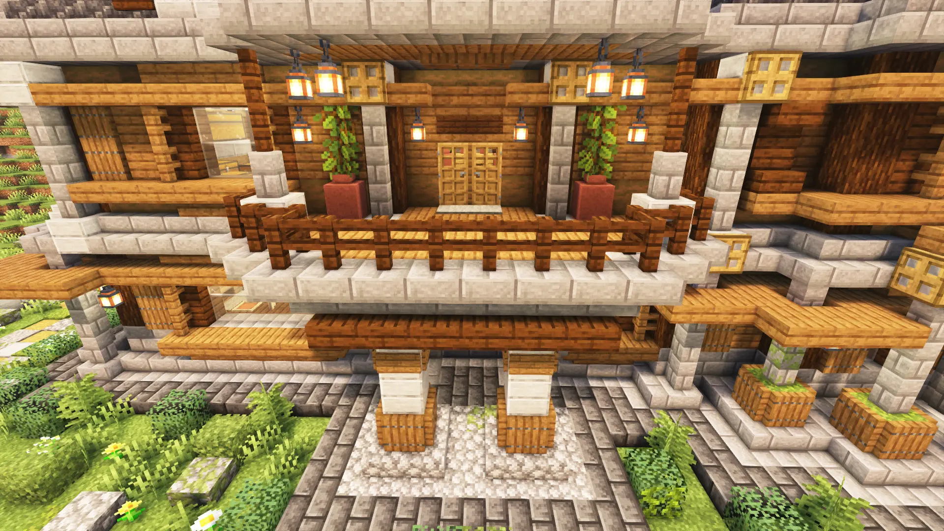 Large Wooden Spruce House With Balcony - Minecraft Worlds - CurseForge