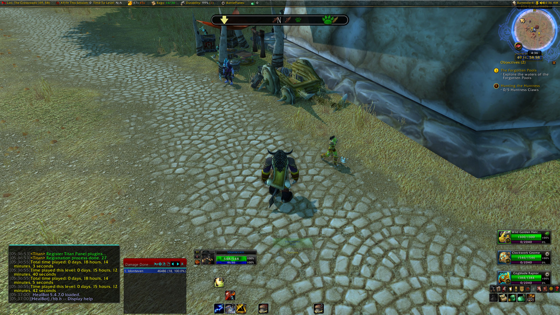 <p>Screenshot of SkyCompass with most key features shown. Cardinal direction (N), Quest Arrow, and various landmark icons - scaled/faded based on proximity to the player. </p>