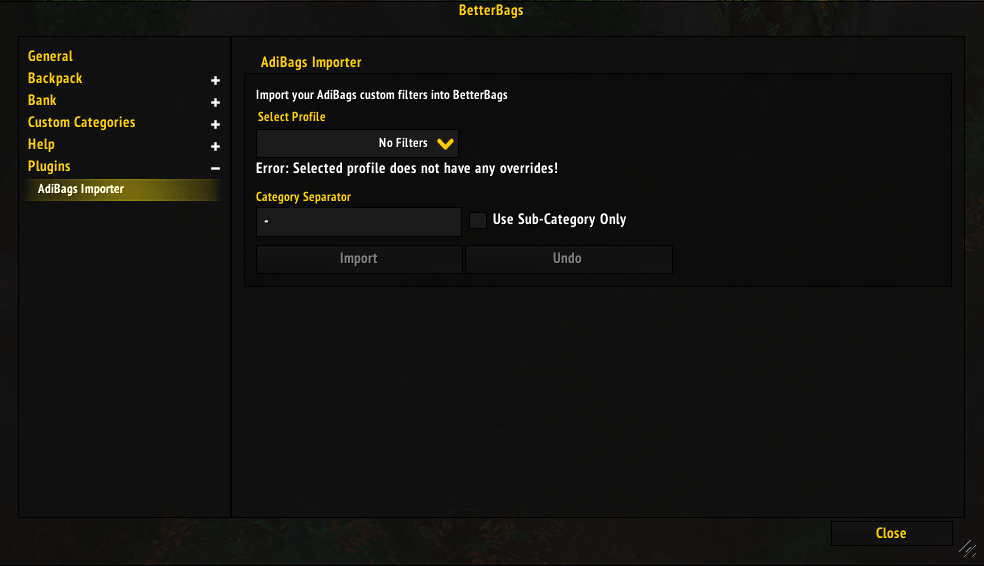 BetterBags - AdiBags Importer - World of Warcraft Addons - CurseForge