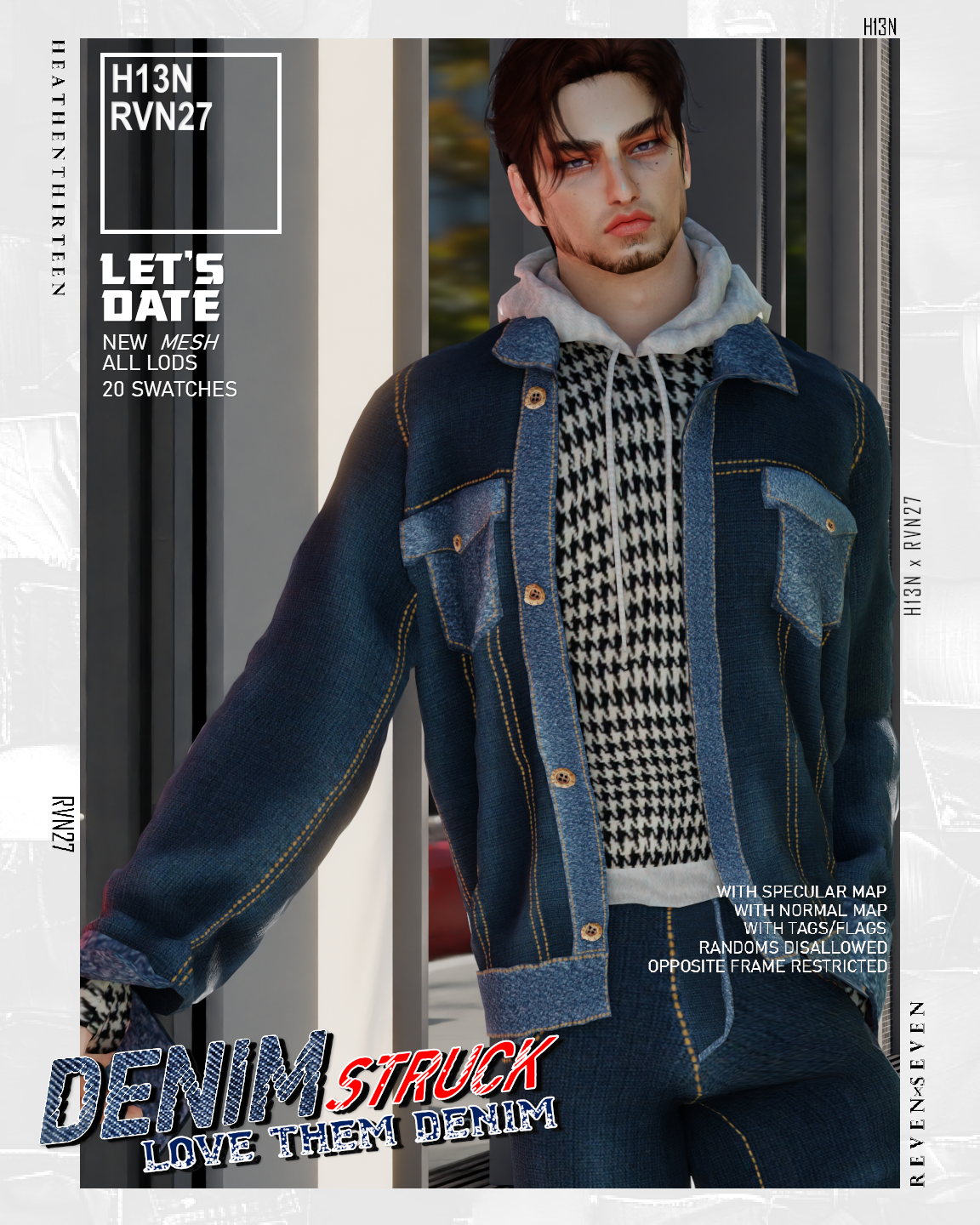 Unbuttoned Denim Jacket with Hoodie at The Sims 4 Nexus - Mods and