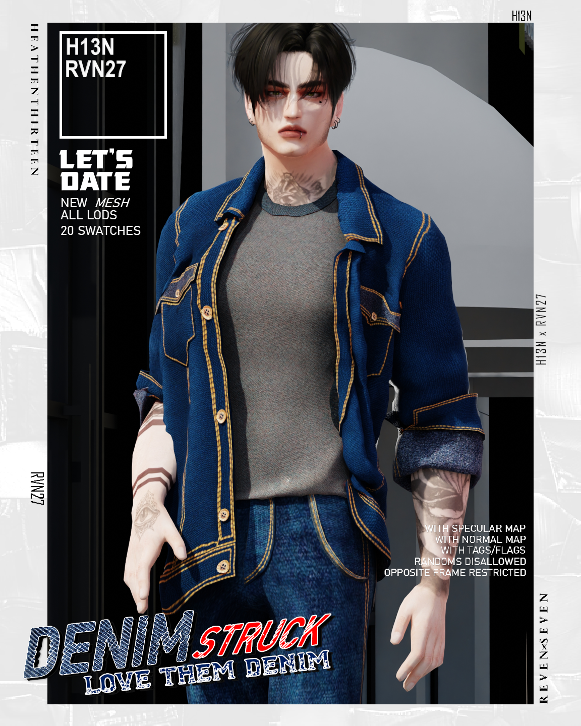 Download Unbuttoned Side Fold Rolled Up Sleeves Denim Jacket With Undershirt The Sims 4 Mods