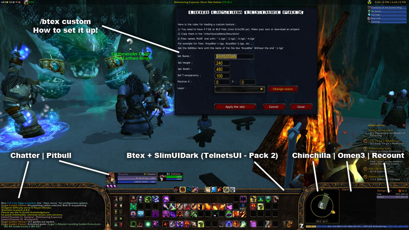 <p>Screen Shot of my UI Setup with TelnetsUI textures
</p>