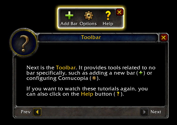 <p>The toolbar with the last tutorial window shown</p>