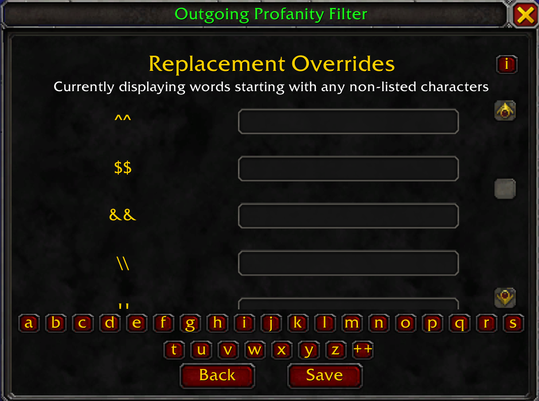 Replacement Overrides UI