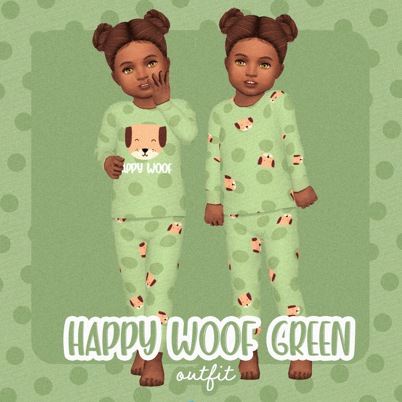  Happy Woof Green Outfit Toddler