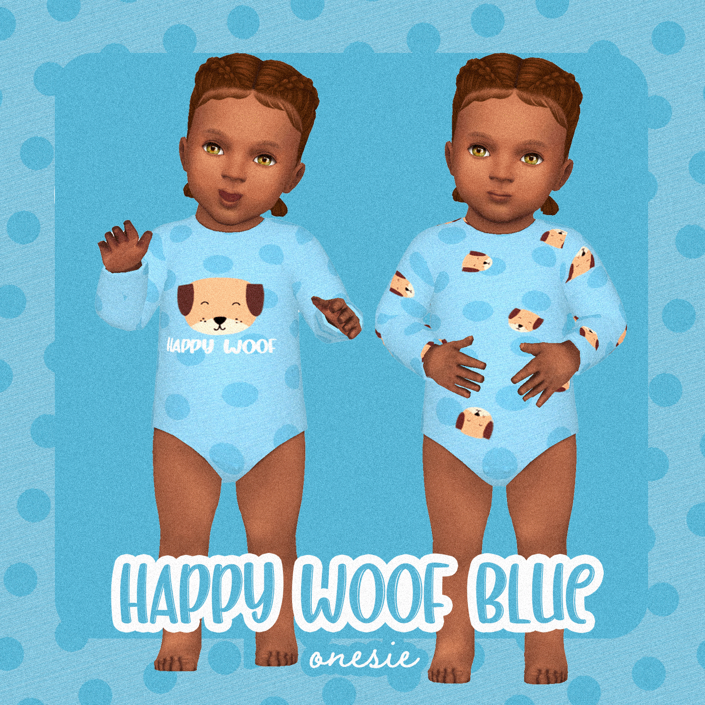  Happy Woof Blue Onesie 2 Infant