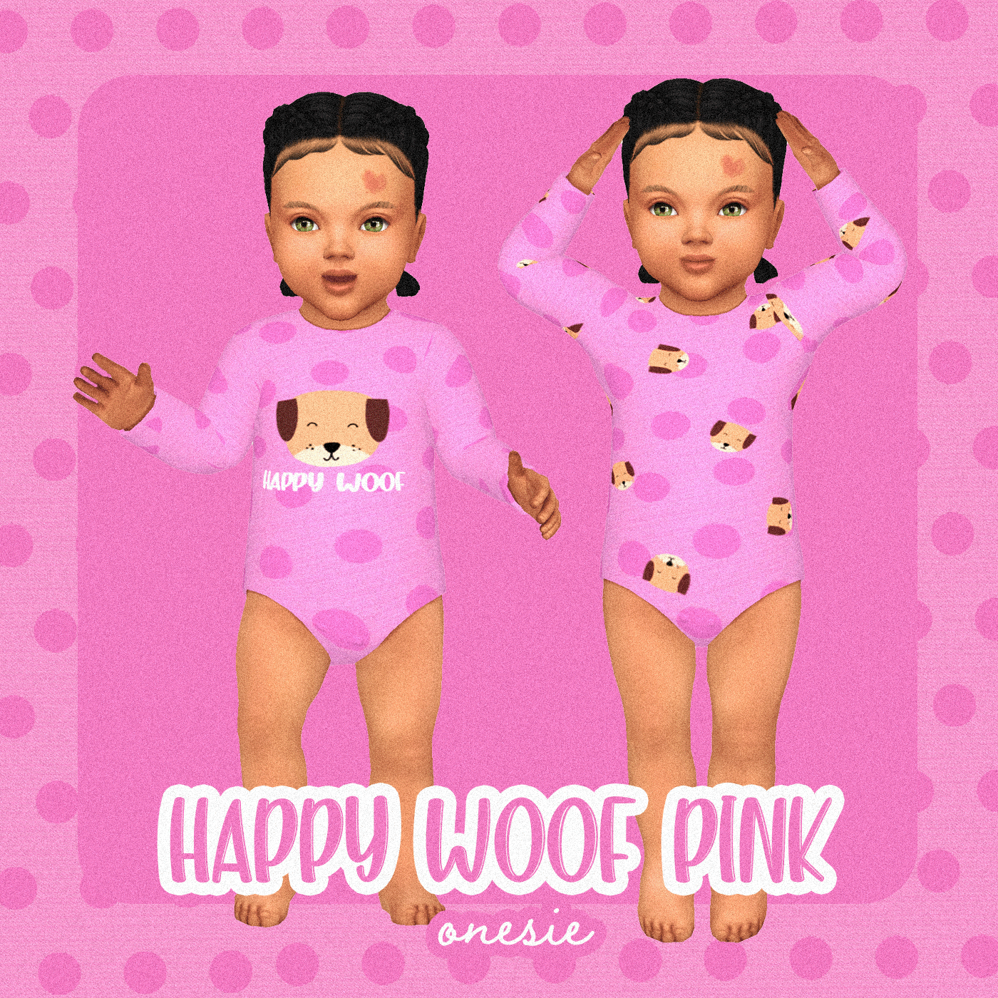  Happy Woof Pink Onesie 2 Infant