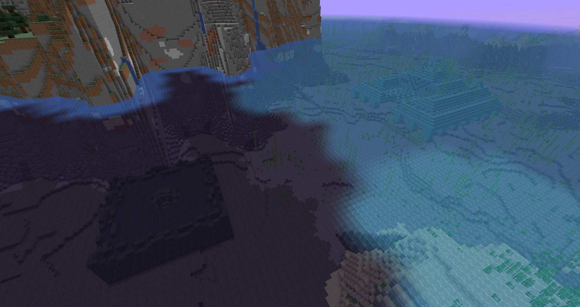 Thumbnail Showing off rivaling dungeons. Ocean monuments can generate in UE biomes. (With night vision.)