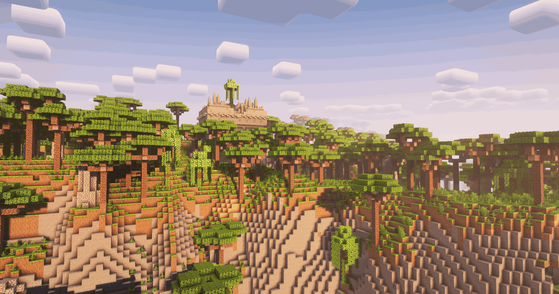 Thumbnail A mountainous rainforest biome with a temple