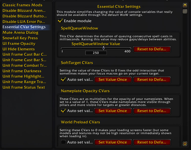 Essential CVar Settings