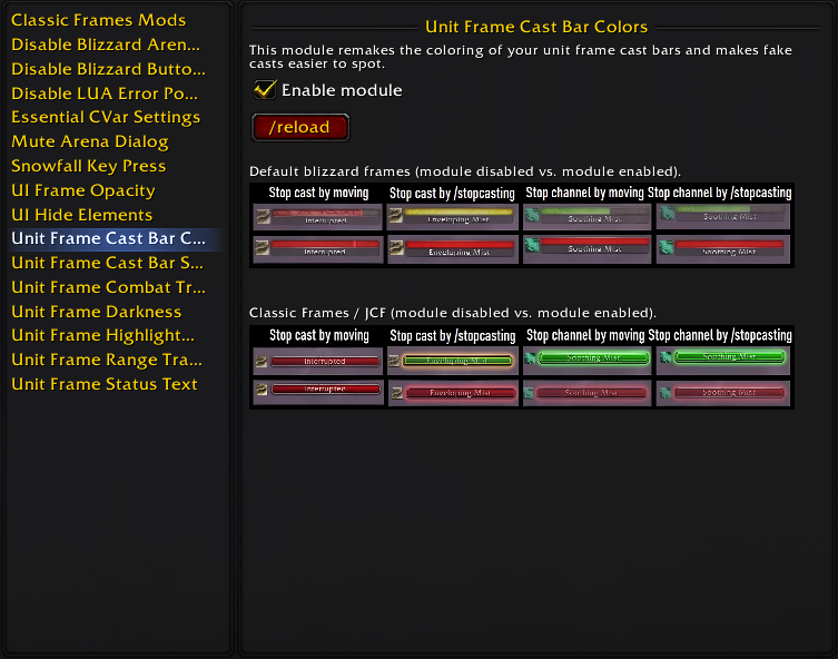 Unit Frame Cast Bar Colors