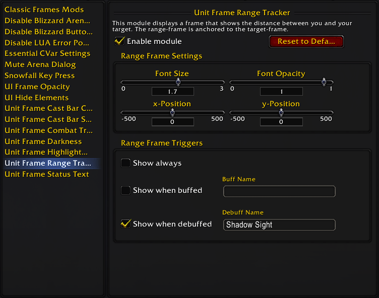 Unit Frame Range Tracker