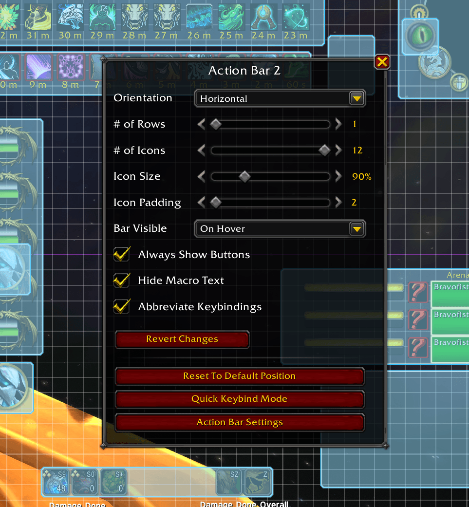 Thumbnail Extra options for several frames in Edit Mode, like visible on hover, hide macro text and abbreviate keybindings