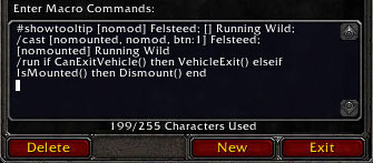 <p>Here's what an example mount/dismount macro looks like without this addon.</p>