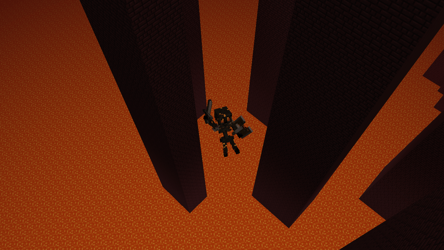 Wither skeleton falling from a nether fortress