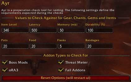 <p>configurable options for Ayr</p>