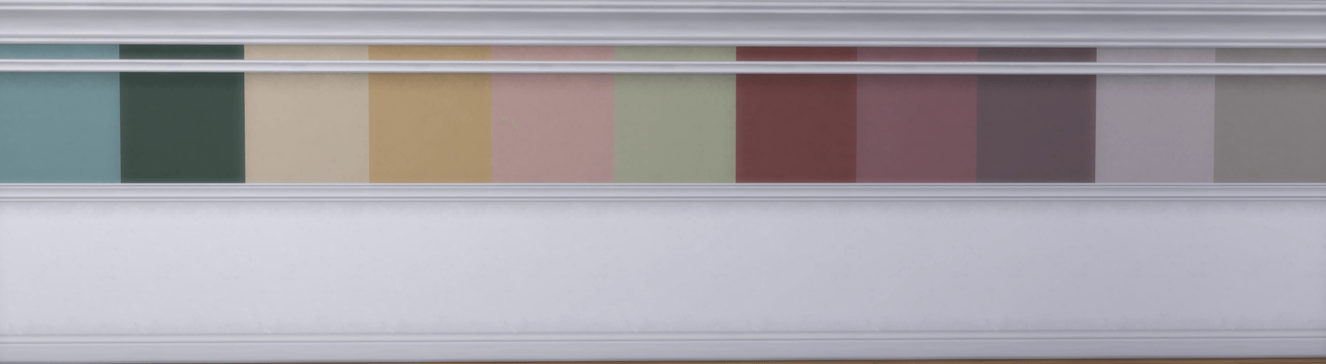 White painted trim shown on short wall