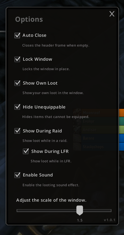 Settings Window