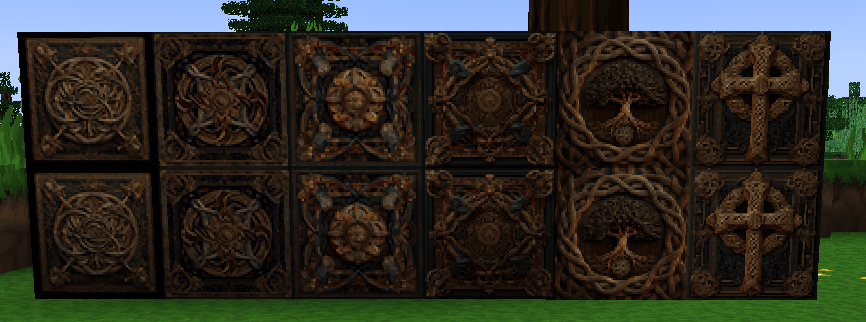Blocks on the left; abstract style. Blocks on the right; symbolic style.