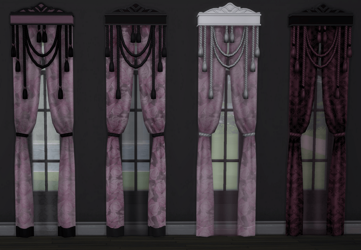 3 combinations with the new rose fabric, also another batty damask curtain in a deep rose.