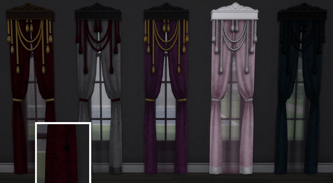 Webbed fabric curtains in 5 different colour options