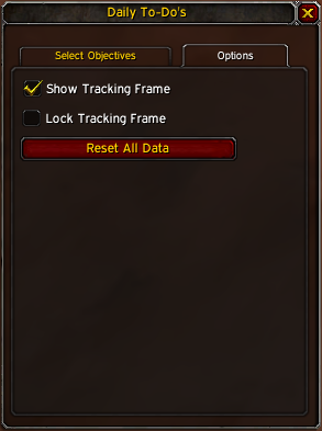 <p>The options tab</p>