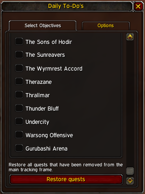<p>The bottom of the select objectives tab in the configuration window</p>