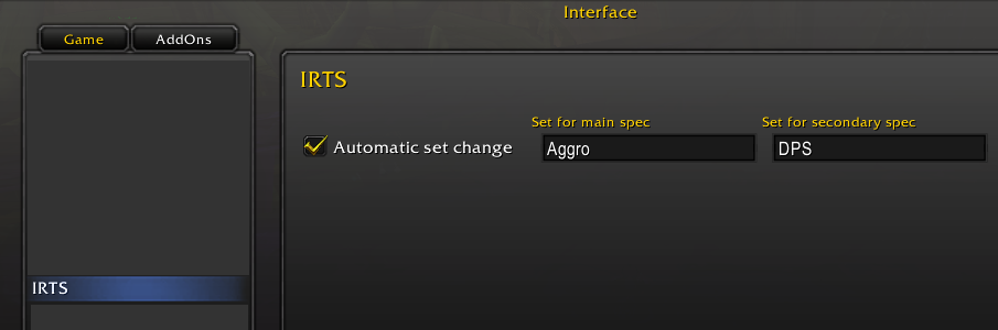 <p>The only configuration needed, once per character</p>