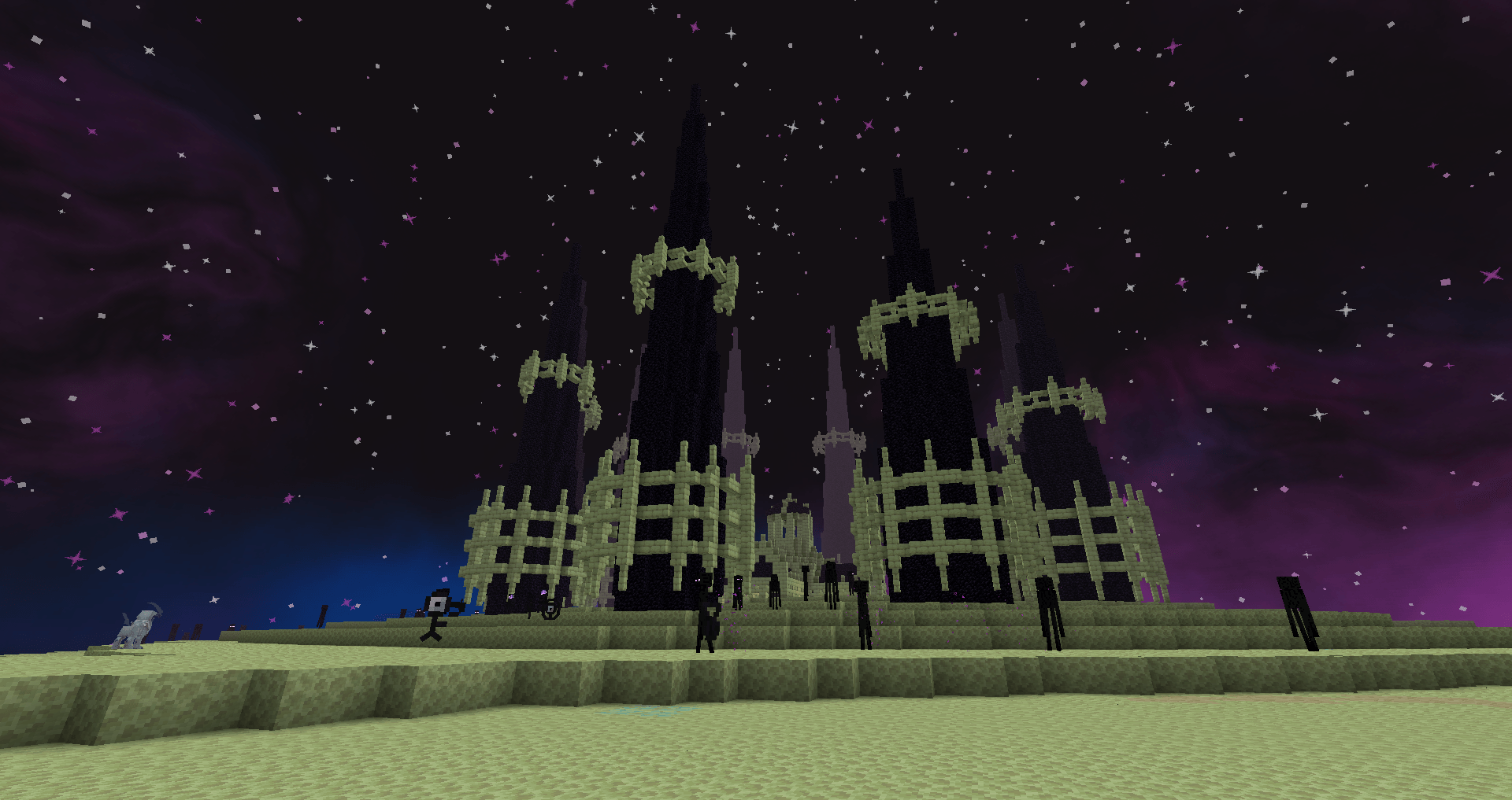Thumbnail The End definitely feels like the End now with these large pillar spikes you have to pass through in order to fight the dragon. The naturally angry enderman and cobblemon don't make your journey easier so make sure to take some backup.