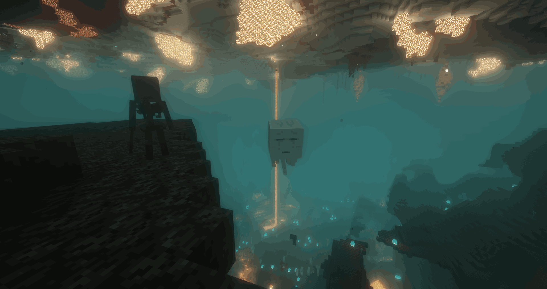 Thumbnail The Nether roof is farther out of reach leaving more room for large structures and mobs to spawn.