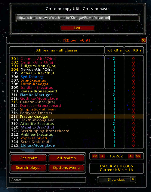 <p>To copy the armory url ctrl-leftclick player's name.</p>