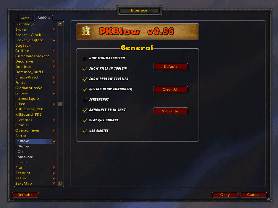 <p>General options</p>