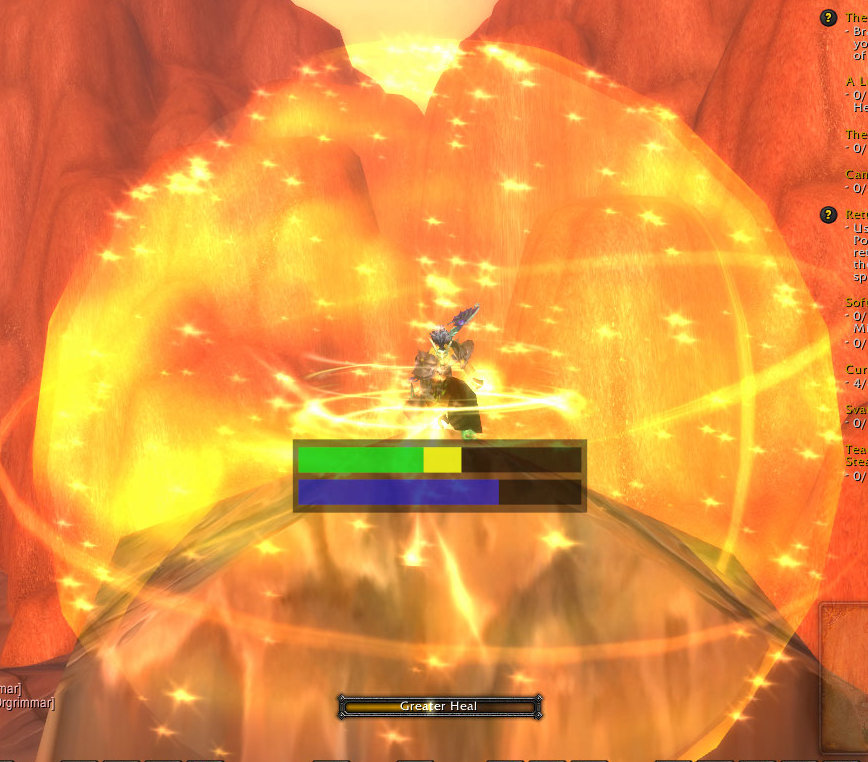 <p>SimpleHUD shows incoming heals as a yellow bar which extends at the end of the hp bar.</p>