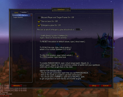 options can now be accessed in the interface menu