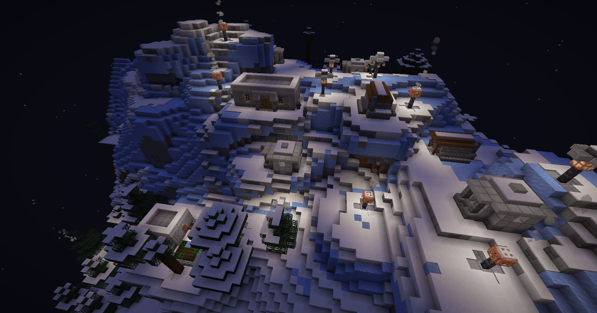 dwarf village at night