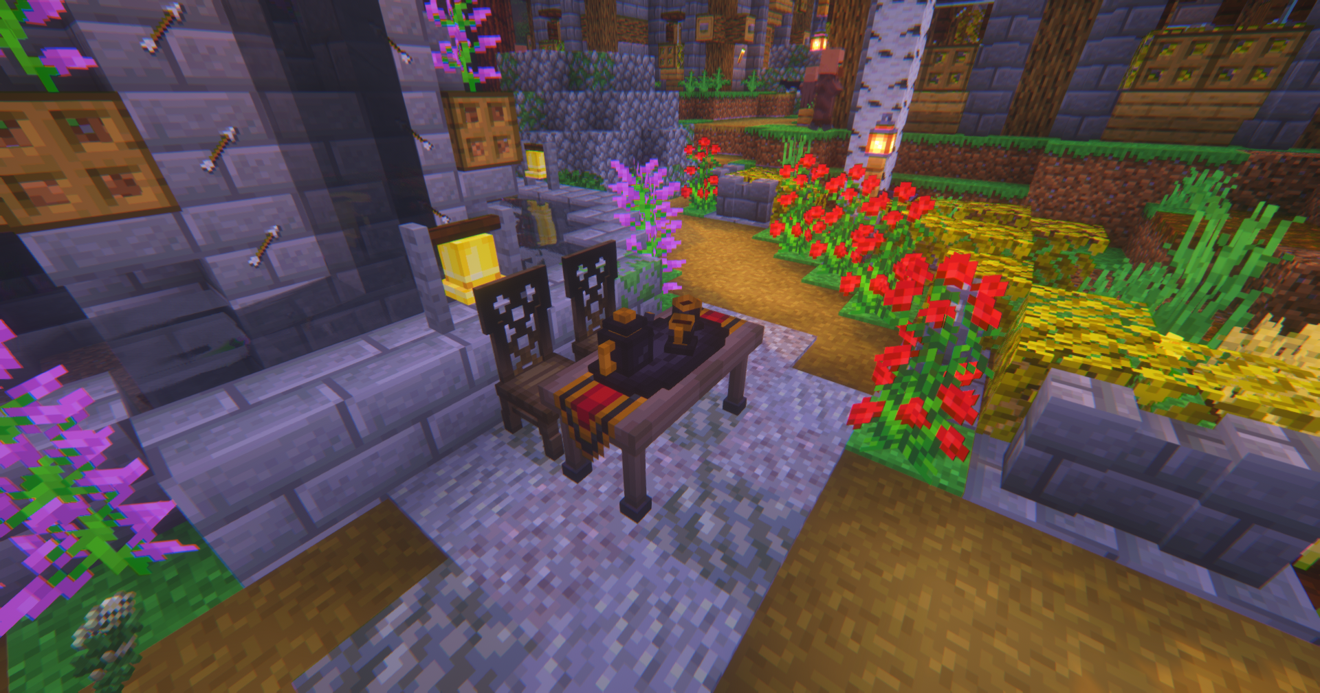 Thumbnail A custom table and chairs with a tea set on top