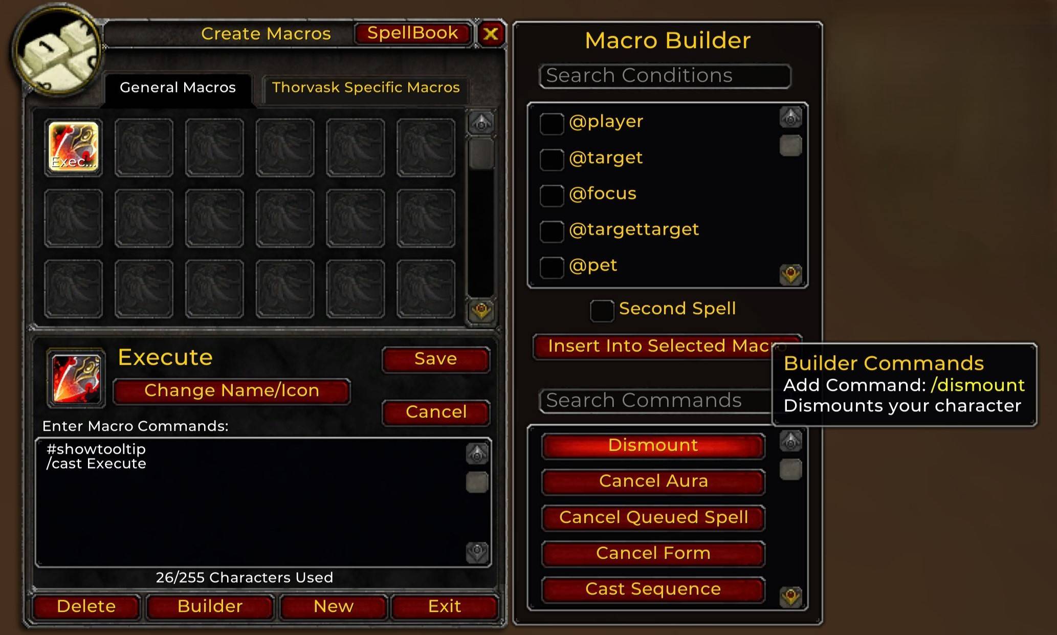 Macro Builder Commands