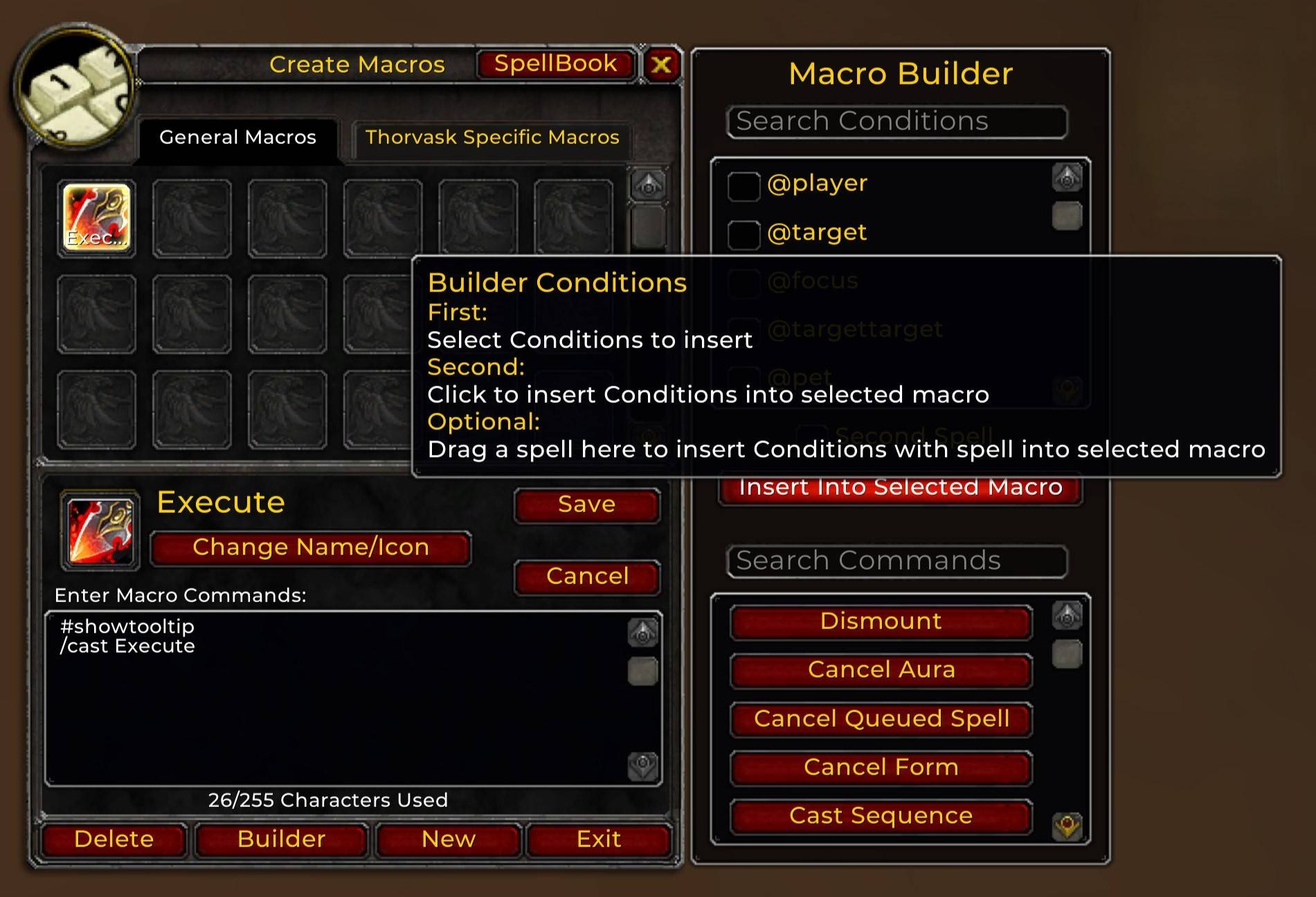 Macro Builder Conditions