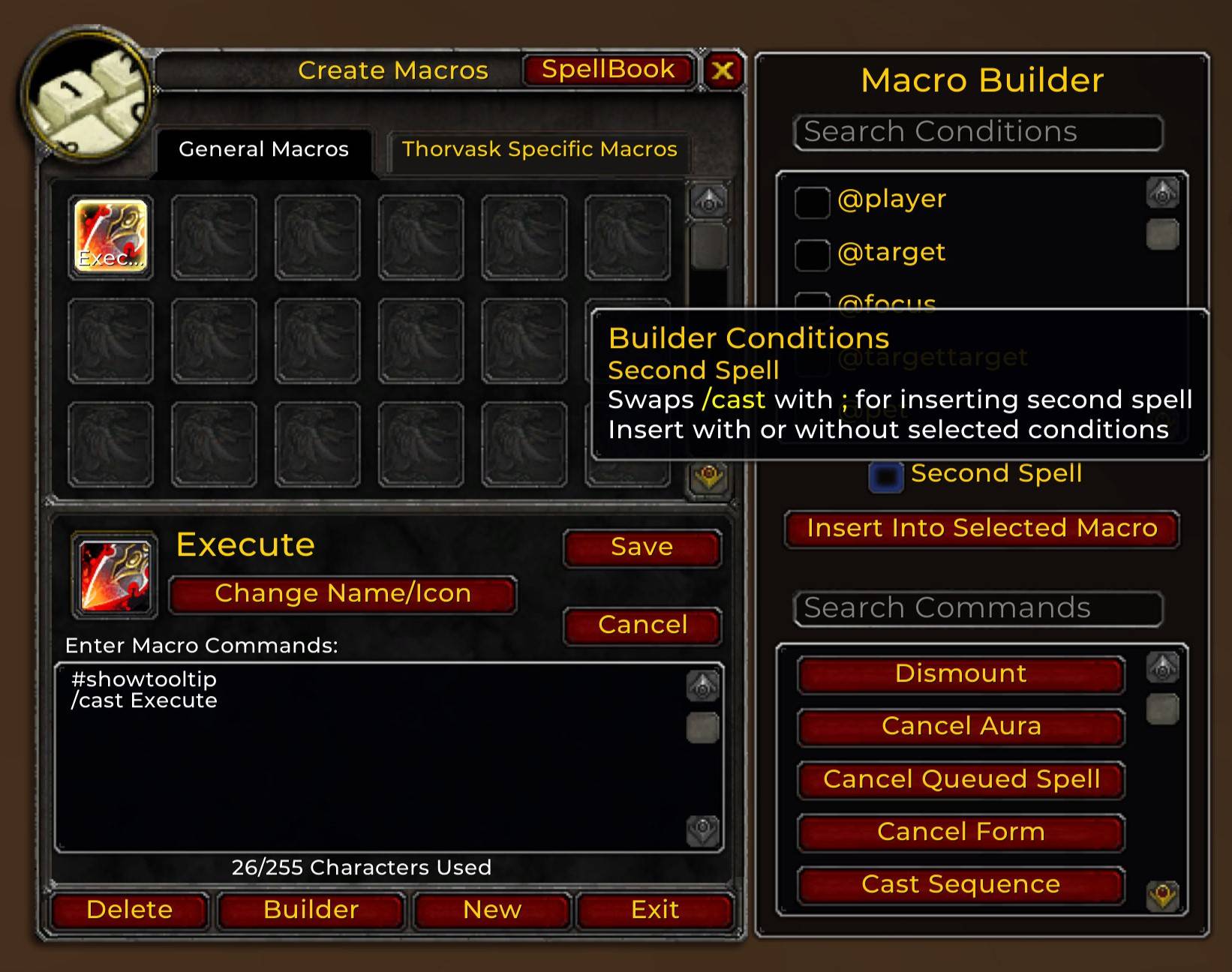 Macro Builder Second Spell Tooltip