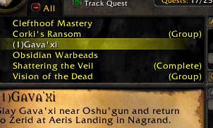 <p>Quest log</p>