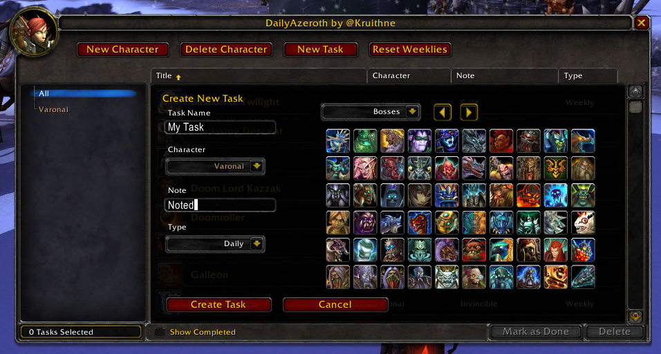 <p>Task creation interface.</p>