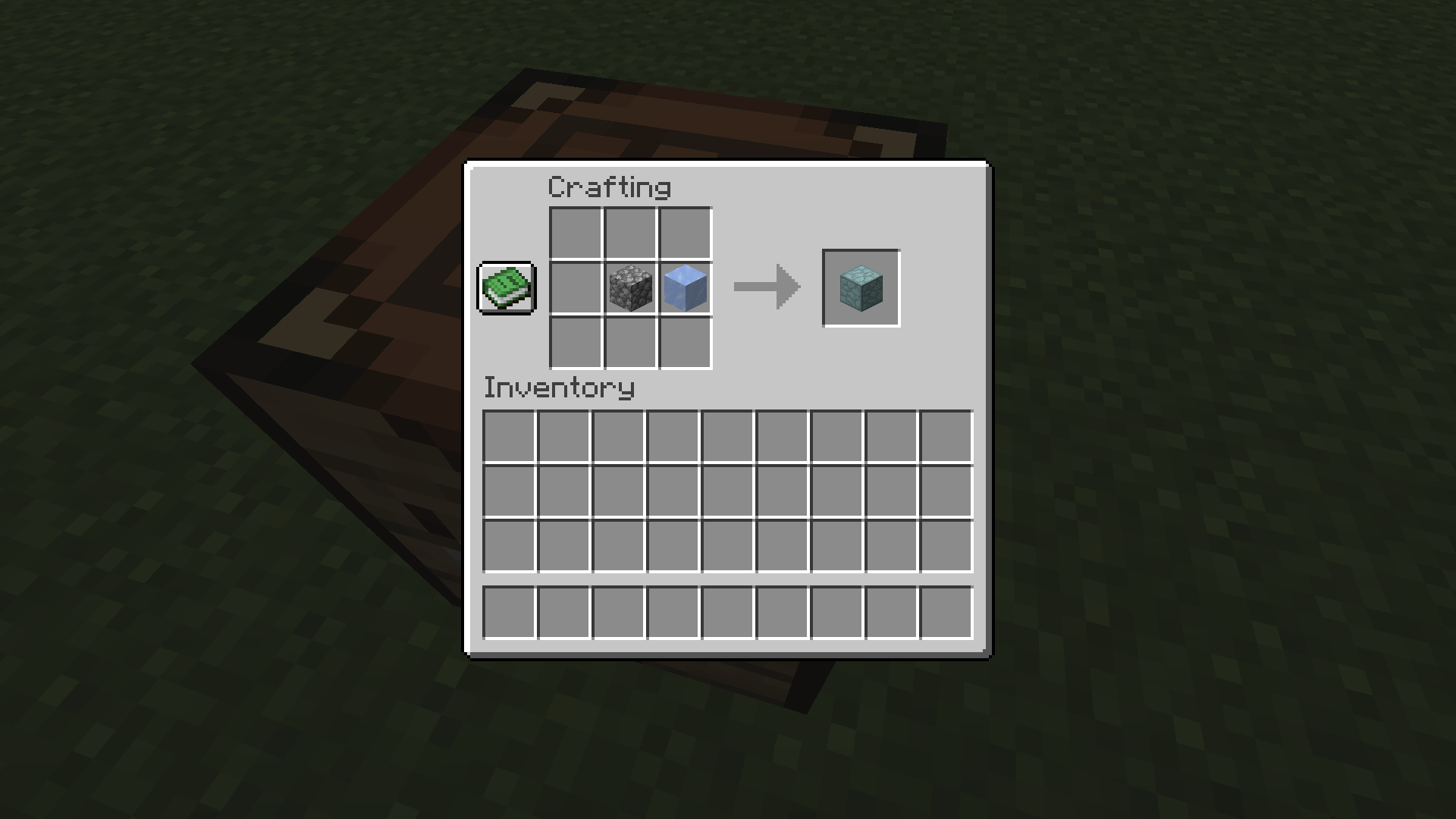 Thumbnail One cobblestone and one ice can be used to craft the frosted stone block!