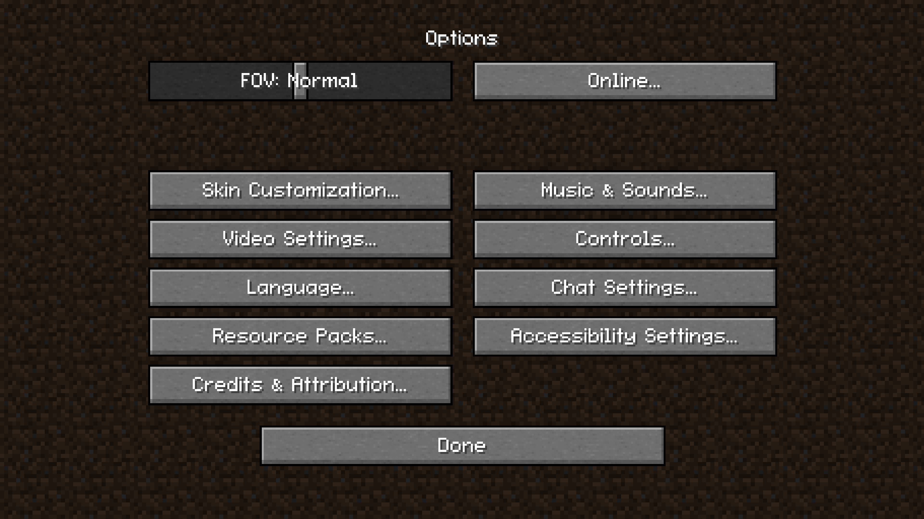 Options menu